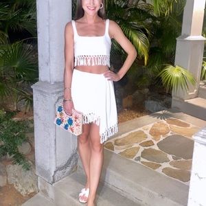 Saylor XS white fringe skirt set Arleen